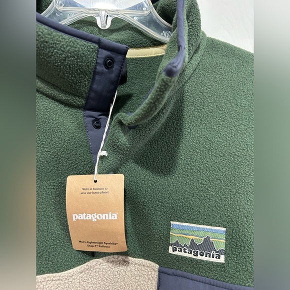 Patagonia Men's XXL Lightweight Synchilla Snap-T Fleece Pullover NWT Green Grey - Picture 4 of 10